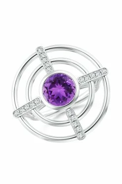 Infinity Concentric Circle 14K Gold And Amethyst Ring