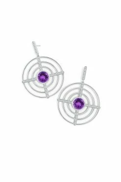 Infinity Concentric Circle 14K Gold And Amethyst Earrings -Natori Sales Shop Infinity Concentric Circle Amethyst Earrings 14K White Gold by Natori 2 90594.1656698669