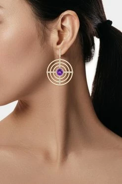 Infinity Concentric Circle 14K Gold And Amethyst Earrings -Natori Sales Shop Infinity Concentric Circle Amethyst Earrings 14K Yellow Gold by Natori 3 30894.1656698701