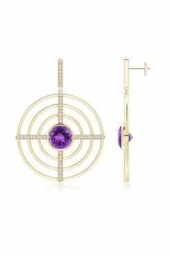Infinity Concentric Circle 14K Gold And Amethyst Earrings -Natori Sales Shop Infinity Concentric Circle Amethyst Earrings 14K Yellow Gold by Natori 98928.1656698698