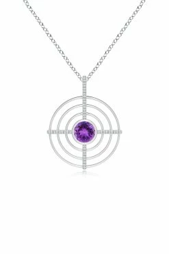 Infinity Concentric Circle 14K Gold And Amethyst Pendant Necklace