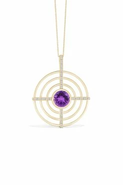 Infinity Concentric Circle 14K Gold And Amethyst Pendant Necklace -Natori Sales Shop Infinity Concentric Circle Amethyst Pendant Necklace 14K Yellow Gold by Natori 3 40105.1656700276