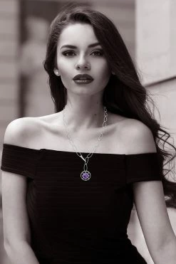 Infinity Concentric Circle 14K Gold And Amethyst Y Necklace -Natori Sales Shop Infinity Concentric Circle Amethyst Y Necklace 14K White Gold by Natori 4 97055.1656699305