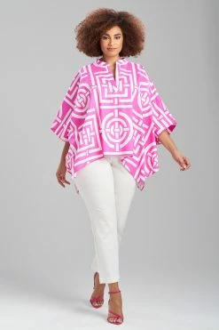 Infinity Cotton Poplin Oversized Mandarin Top 6 Infinity Cotton Poplin Oversized Mandarin Top -Natori Sales Shop Infinity Cotton Poplin Oversized Mandarin Top Pink Sapphire by Natori 3 60707.1674770257