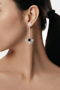 Infinity Half Concentric 14K Gold And Black Onyx Dangle Earrings -Natori Sales Shop Infinity Half Concentric Black Onyx Dangle Earrings 14K White Gold by Natori 3 02800.1656696597