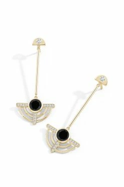 Infinity Half Concentric 14K Gold And Black Onyx Dangle Earrings -Natori Sales Shop Infinity Half Concentric Black Onyx Dangle Earrings 14K Yellow Gold by Natori 2 18354.1656696595