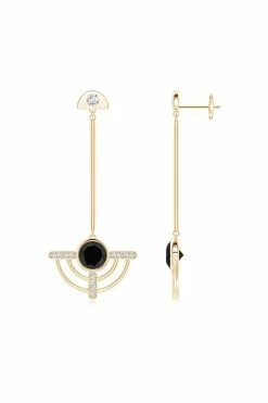 Infinity Half Concentric 14K Gold And Black Onyx Dangle Earrings -Natori Sales Shop Infinity Half Concentric Black Onyx Dangle Earrings 14K Yellow Gold by Natori 56428.1656696591