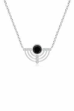 Infinity Half Concentric Circle 14K Gold And Black Onyx Pendant Necklace