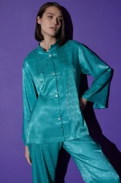 Infinity Jacquard Mandarin PJ -Natori Sales Shop Infinity Jacquard Mandarin PJ Jade by Natori 75968.1663600046