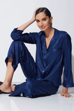 Infinity Jacquard PJ -Natori Sales Shop Infinity Jacquard PJ Midnight Heather Navy by Natori 88317.1689910425