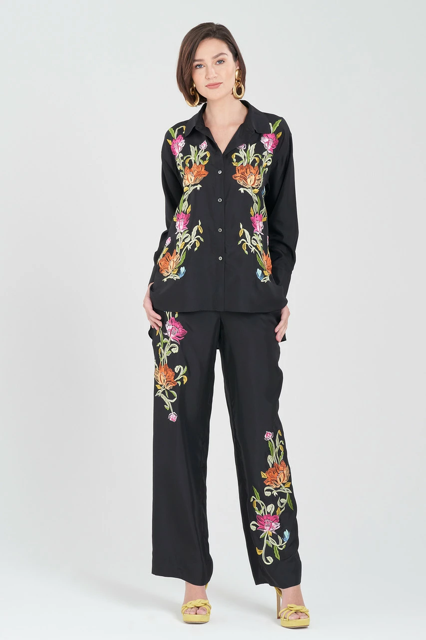 Shinjo Habotai Embroidered Silk Pants 1 Shinjo Habotai Embroidered Silk Pants