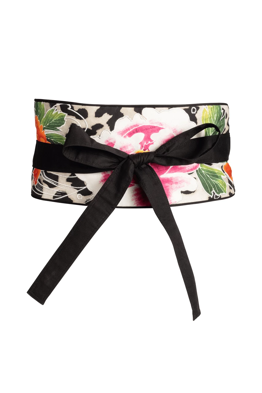Jaguar Cotton Poplin Embroidered Obi Belt 1 Jaguar Cotton Poplin Embroidered Obi Belt