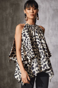 Jaguar Cotton Poplin Handkerchief Top -Natori Sales Shop Jaguar Cotton Poplin Handkerchief Top Sand Taupe by Natori 03067.1686688337