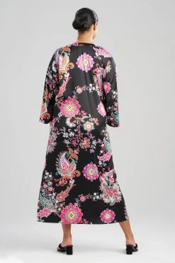 Jaipur Satin Caftan -Natori Sales Shop Jaipur Satin Caftan Black Multi by N Natori 3 06689.1692962483