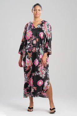 Jaipur Satin Caftan -Natori Sales Shop Jaipur Satin Caftan Black Multi by N Natori 4 18989.1692962483