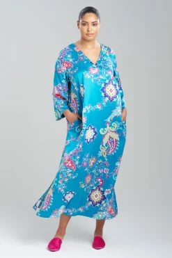 Jaipur Satin Caftan -Natori Sales Shop Jaipur Satin Caftan Dark Teal by N Natori 3 93593.1692631805