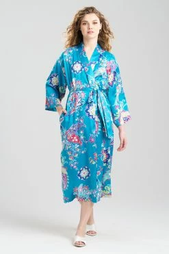 Jaipur Satin Robe -Natori Sales Shop Jaipur Satin Robe Dark Teal by N Natori 2 49385.1692960415