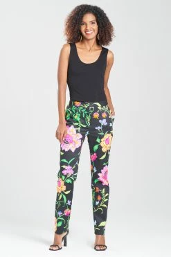 Junko Cotton Chino Pants -Natori Sales Shop Junko Cotton Chino Pants Black Multi by Natori 06572.1677711679