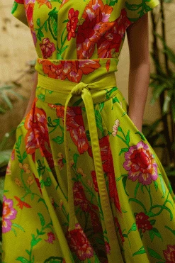 Junko Cotton Chino Pleated Dress -Natori Sales Shop Junko Cotton Chino Pleated Dress Chartreuse by JN 2 01864.1677880382