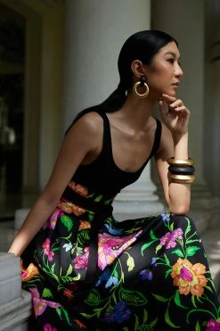 Cotton Chino Obi Belt -Natori Sales Shop Junko Cotton Chino Skirt Black Multi by Natori 3 44537.1682605053