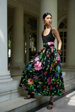 Cotton Chino Obi Belt -Natori Sales Shop Junko Cotton Chino Skirt Black Multi by Natori 33149.1682605087