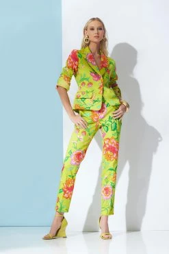 Junko Cotton Chino Pants -Natori Sales Shop Junko Cotton Chino Tailored Blazer Jacket Pants Chartreuse by Natori 24153.1678910145