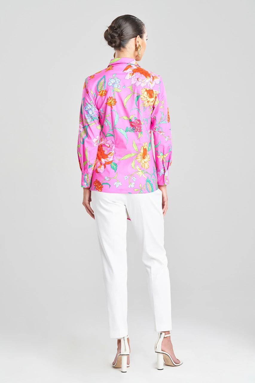 Junko Cotton Poplin Beaded Side Drape Top 2 Junko Cotton Poplin Beaded Side Drape Top - Image 2