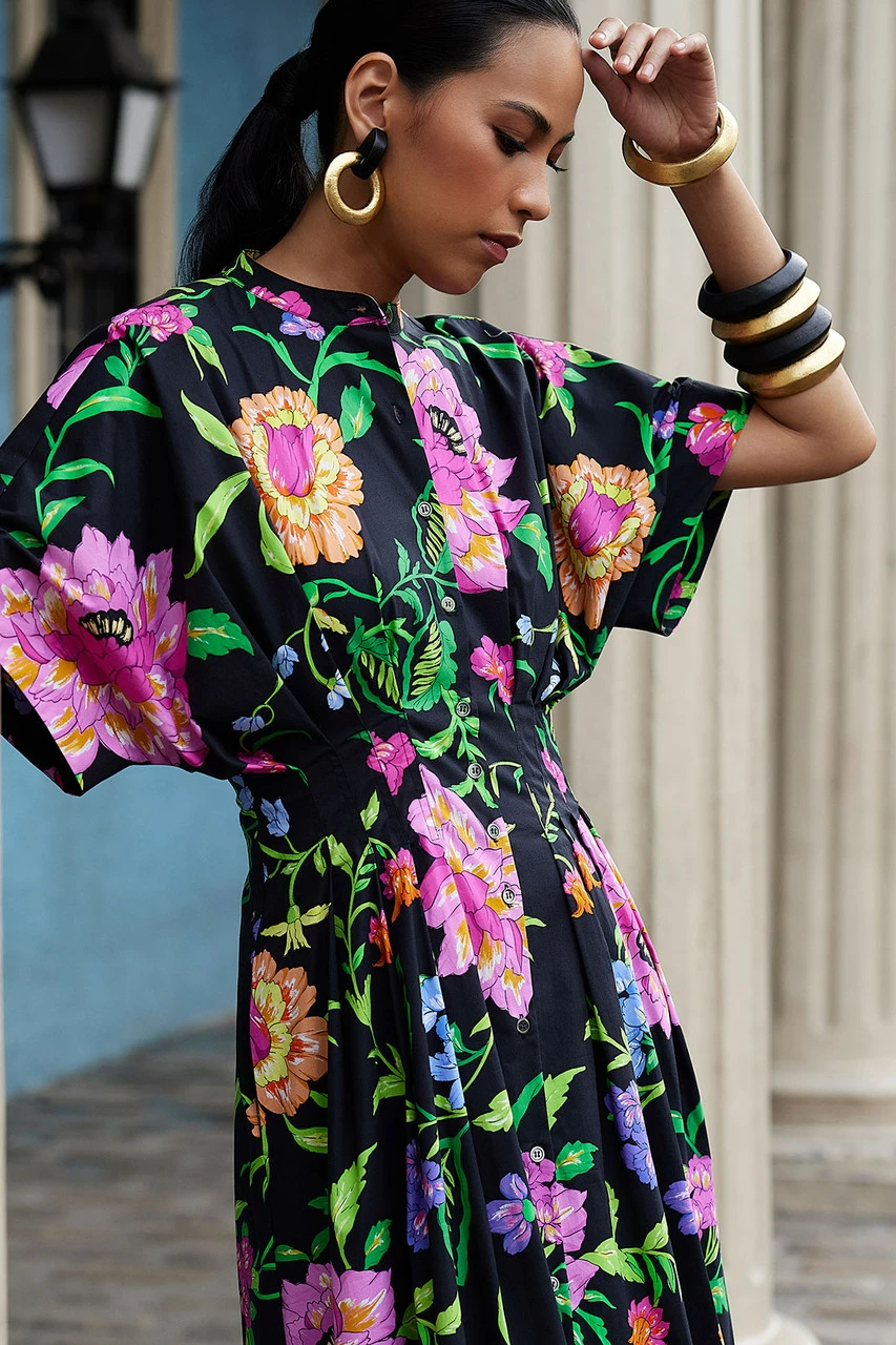 Junko Cotton Poplin Mandarin Dress 5 Junko Cotton Poplin Mandarin Dress - Image 5