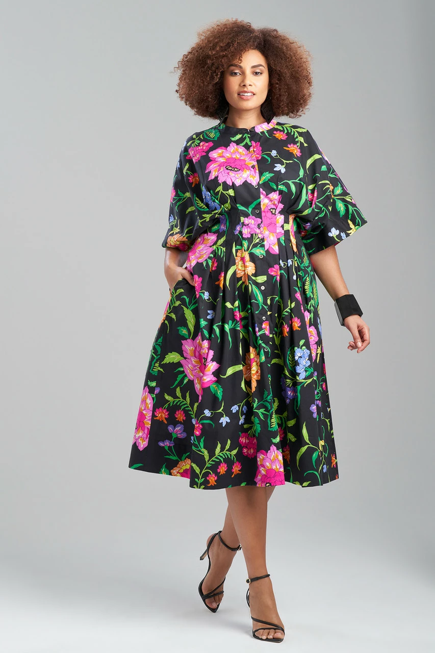 Junko Cotton Poplin Mandarin Dress 3 Junko Cotton Poplin Mandarin Dress - Image 3