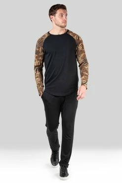 Kaede Jersey Raglan Tee -Natori Sales Shop Kaede Jersey Raglan Tee Caviar Tiger Espresso by Natori 49463.1659130714