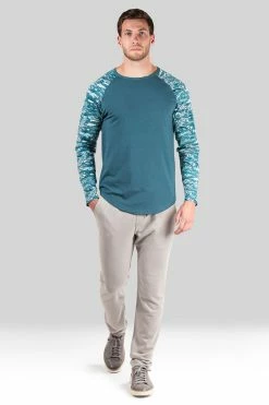 Kaede Jersey Raglan Tee -Natori Sales Shop Kaede Jersey Raglan Tee Stargazer Oceanic Crest by Natori 60991.1659130679