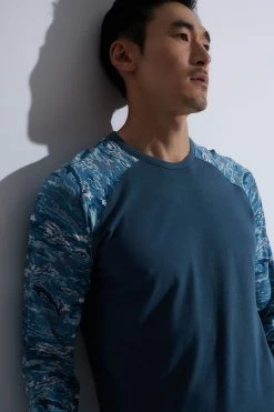 Kaede Jersey Raglan Tee -Natori Sales Shop Kaede Jersey Raglan Tee Stargazer Oceanic Crest by Natori 67775.1658415630