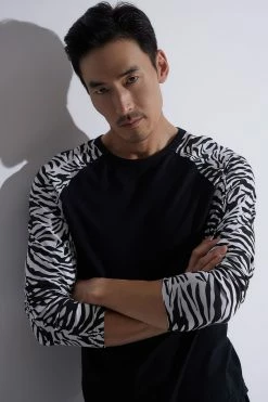 Kaede Jersey Raglan Tee -Natori Sales Shop Kaede Jersey Raglan Tee Zebra Caviar by Natori 12685.1658415589