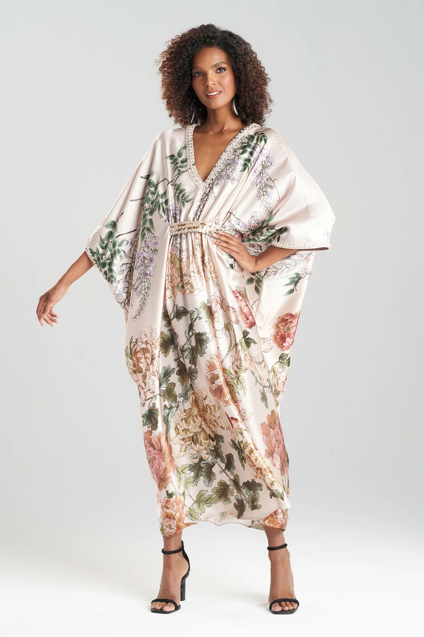 Kairaku Garden Charmeuse Beaded Silk Caftan 5 Kairaku Garden Charmeuse Beaded Silk Caftan - Image 5