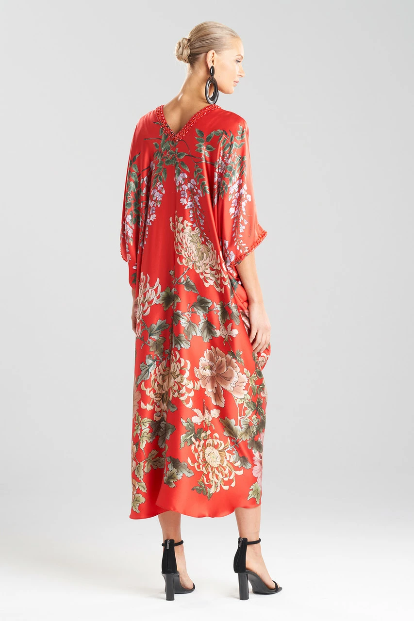 Kairaku Garden Charmeuse Beaded Silk Caftan 4 Kairaku Garden Charmeuse Beaded Silk Caftan - Image 4