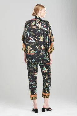 Kana Charm Short Robe -Natori Sales Shop Kana Charm Short Robe Black Multi by Natori 2 07154.1663357788