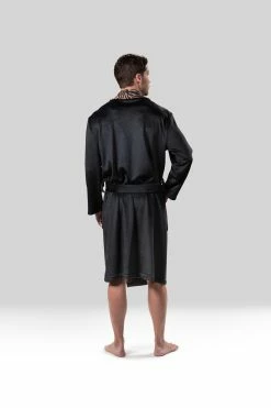 Kasem Comfort Velour Shaw Collar Robe -Natori Sales Shop Kasem Comfort Velour Shaw Collar Robe Caviar Tiger by Natori 2 18294.1659130372