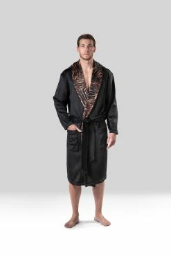 Kasem Comfort Velour Shaw Collar Robe -Natori Sales Shop Kasem Comfort Velour Shaw Collar Robe Caviar Tiger by Natori 27455.1659130371