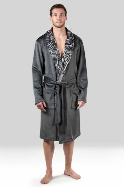 Kasem Comfort Velour Shaw Collar Robe -Natori Sales Shop Kasem Comfort Velour Shaw Collar Robe Volcanic Ash Tiger by Natori 60442.1659130459