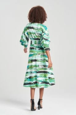 Kazuki Cotton Poplin Boat Neck Embroidered Belted Midi Dress 5 Kazuki Cotton Poplin Boat Neck Embroidered Belted Midi Dress -Natori Sales Shop Kazuki Cotton Poplin Boat Neck Embroidered Belted Midi Dress Multi Teal by Natori 2 63518.1668641408