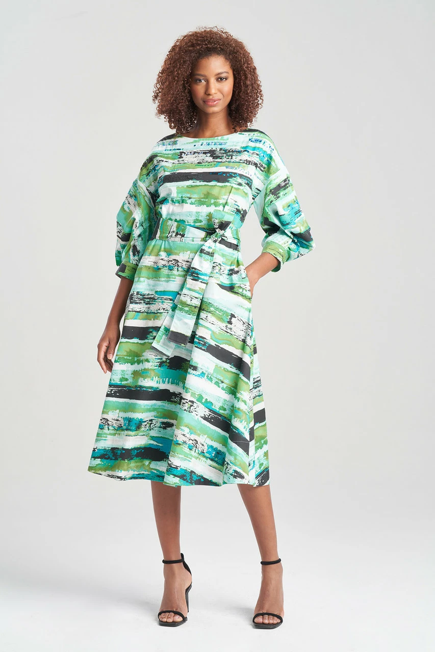 Kazuki Cotton Poplin Boat Neck Embroidered Belted Midi Dress 1 Kazuki Cotton Poplin Boat Neck Embroidered Belted Midi Dress