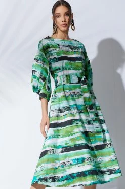 Kazuki Cotton Poplin Boat Neck Embroidered Belted Midi Dress 6 Kazuki Cotton Poplin Boat Neck Embroidered Belted Midi Dress -Natori Sales Shop Kazuki Cotton Poplin Boat Neck Embroidered Belted Midi Dress Teal by Natori 58565.1670955927