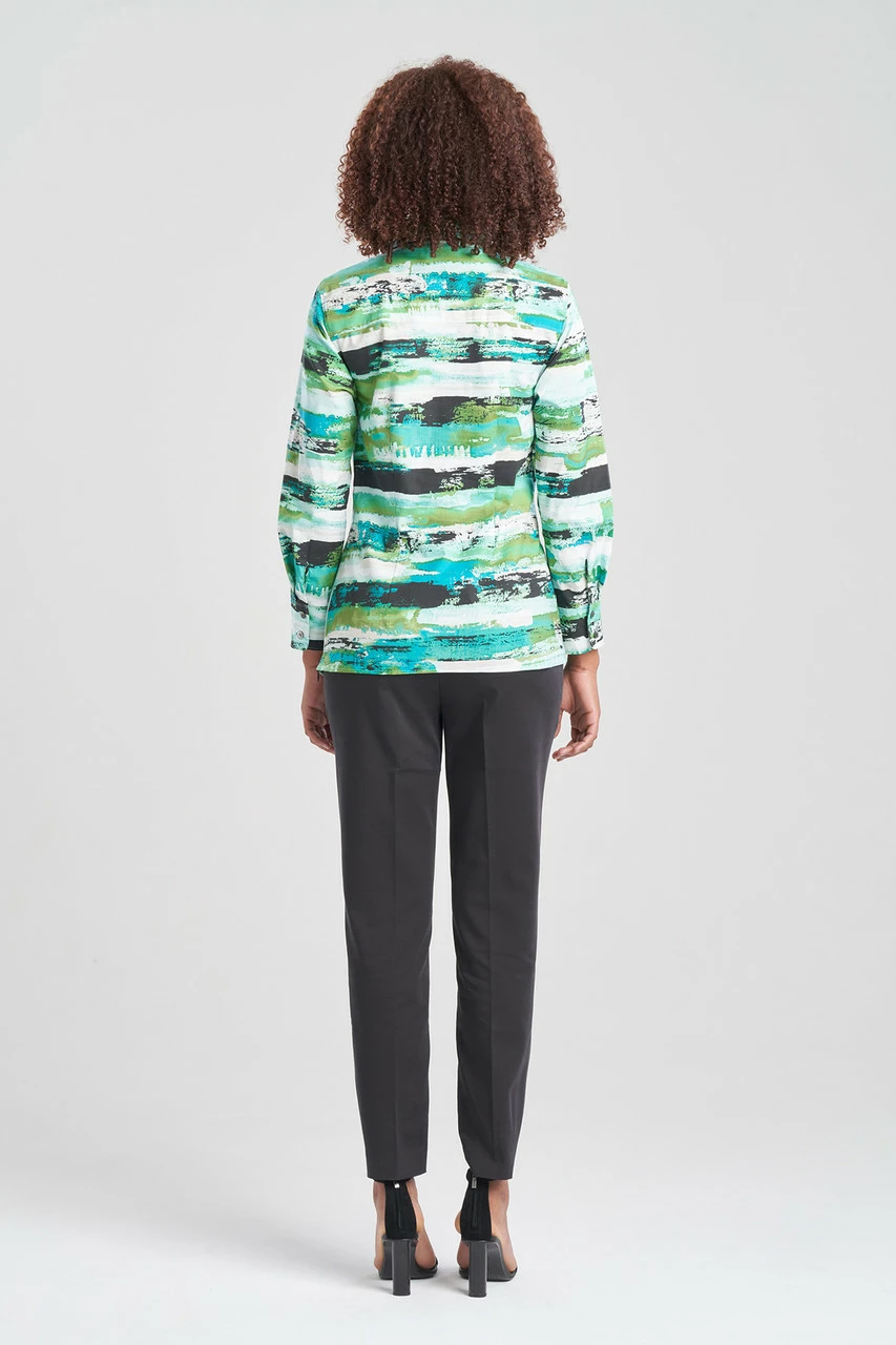 Kazuki Cotton Poplin Side Drape Embroidered Shirt 2 Kazuki Cotton Poplin Side Drape Embroidered Shirt - Image 2