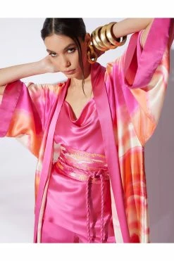 Minako Embroidery Obi Silk Belt -Natori Sales Shop Key Essentials Cowl Cami Minako Embroidery Silk Obi Belt Pink Sapphire by JN 67018.1671040635