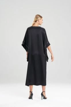 Key Essentials Embroidered Trim Caftan -Natori Sales Shop Key Essentials Embroidered Trim Caftan Black by Josie Natori 2 28751.1641497561