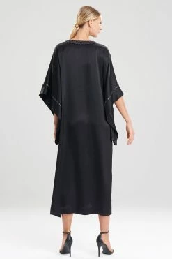 Key Essentials Embroidered Trim Caftan -Natori Sales Shop Key Essentials Embroidered Trim Caftan Black by Josie Natori 2 55036.1641497563