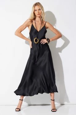 Key Essentials Sheath Flounce Silk Gown -Natori Sales Shop Key Essentials Sheath Flounce Silk Gown Black by JN 69912.1677166118