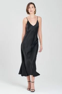 Key Essentials Sheath Flounce Silk Gown -Natori Sales Shop Key Essentials Sheath Flounce Silk Gown Black by JN 79684.1674518451