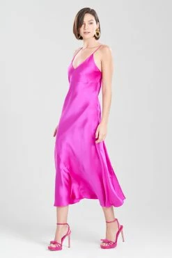 Key Essentials Sheath Flounce Silk Gown -Natori Sales Shop Key Essentials Sheath Flounce Silk Gown Hot Pink by JN 29100.1674518040