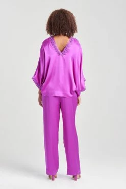 Key Essentials Silk Embroidered Kimono Sleeve Top 11 Key Essentials Silk Embroidered Kimono Sleeve Top -Natori Sales Shop Key Essentials Silk Embroidered Kimono Sleeve Top Orchid Pink by JN 2 65400.1661964937